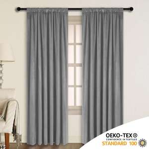 Bindi Modern Elegant <strong>Teal</strong> Silk Velvet Turquoise Thermal Insulated 280gsm Tab Top <strong>Blackout</strong> <strong>Curtains</strong> for Sitting Room All-Season - Product Image 2