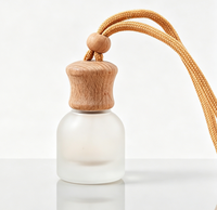 Nouveau design – Diffuseur de voiture suspendu en verre dépoli de 11 ml avec bouchon en bois pour huiles essentielles et parfums