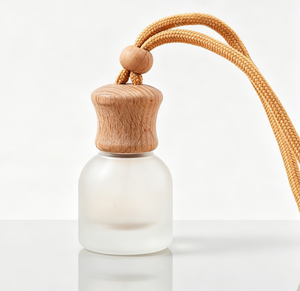 Botol Aromaterapi Kaca Gantung Mobil 11ml Desain Baru Warna Frosted dengan Tutup Kayu untuk Minyak Esensial Parfum - Product Image 5