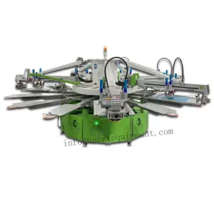 T shirts Automatic 6 Color 14 Stations Carousel Silk-screen Machine