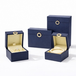 High End Jewelry Set <b>Box</b> Custom Rigid PU Leather Jewelry Gift <b>Box</b> Custom Suede Insert Foil Stamping Custom Logo Factory Price - Product Image 3