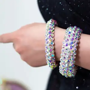 Aangepaste Grootte Handwerk Groothandel Bling Diamond Strass Strass Buikdans Accessoires Armband