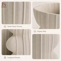 Vase à fleurs en céramique texturée blanche Jossin, vase de table géométrique moderne pour le salon, décoration intérieure nordique, accessoires d'intérieur