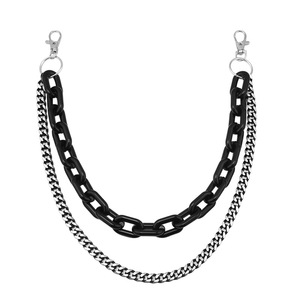 Waist <b>Chain</b> Black Acrylic Double Layer Punk Streetwear Hip Hop Fashion Body <b>Chain</b> For Daily Wear - Product Image 5