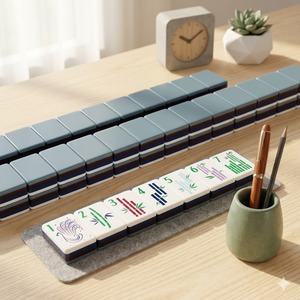 Juego de Mahjong Moderno Azul Pizarra Serenity con Motivos Artísticos de Bambú, <span class=keywords><strong>la</strong></span> Adición Chic Definitiva para tu Noche de <span class=keywords><strong>Juegos</strong></span> - Product Image 1