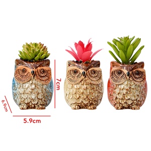 Thiết lập của 3 trang trí con cú gốm mọng nước chậu cho trang trí nội thất thanh lịch gốm planter Set - Product Image 6