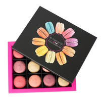 Boîte d'emballage de Macarons alimentaires magnétiques de luxe, emballage en papier, truffe, chocolat, 12 Macarons, avec Inserts en plastique