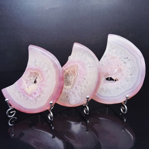 Venta al por Mayor de Piedra Natural de Ágata Rosa de Alta Calidad en Forma de Corazón y Luna para Decoración del Hogar y Regalos Festivos - Product Image 6