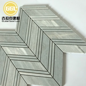 Carreaux de mosaïque en marbre <span class=keywords><strong>bleu</strong></span> Palissandro en forme d'arête de poisson poli pour mur et sol de villa d'hôtel - Product Image 3