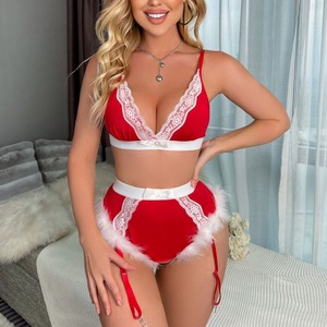 1045 Nouvelle lingerie de Noël européenne et américaine, sexy, bikini d'Halloween, jarretière, ensemble 2 pièces, 100% polyester, écologique, respirant - Product Image 1