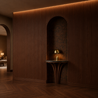 Système de panneaux muraux rainurés en noyer de luxe sur mesure, revêtement mural en lattes de bois moderne pour les projets de villas et d'hôtels