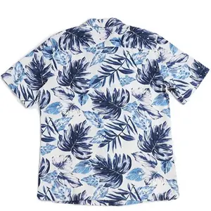 批发涤纶夏威夷衬衫定制度假印花男士设计脂肪常规合身纽扣服装销售