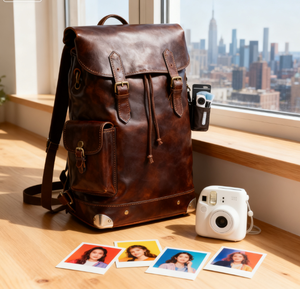 Nhà <span class=keywords><strong>S</strong></span>ản Xuất Thời Trang Da Máy Ảnh Ba Lô Nhỏ Gọn Tân Có thể Thay Đổi Dây Đeo Mịn Kết Thúc Tối thiểu Trang Trí Nội Thất Cho Đô Thị Bắn - Product Image 4