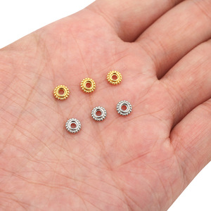 Stainless Steel Lace Wheel Bead 6mm Polka Dot Ring <b>Spacer</b> For Bracelet Making Jewelry Findings - Product Image 4