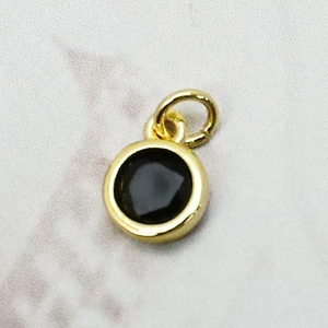 Mini pendentifs breloques DIY unisexes en alliage de cuivre plaqué or 18 carats, style punk mignon, avec zircon coloré et 12 pierres de naissance - Product Image 6