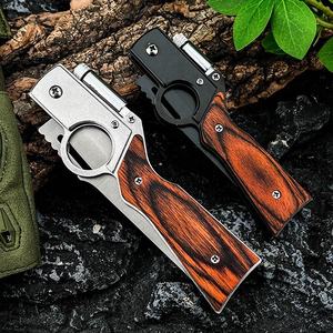 Cuchillo Plegable S90V de Acero Inoxidable con Borde Serrado y Mango de Madera Natural de 23cm, Acabado de Titanio, DIY OEM - Product Image 5