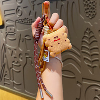 Porte-clés en peluche alimentaire créatif en gros, breloque de sac en peluche alimentaire Kawaii avec cordon tressé et cadeau promotionnel en métal
