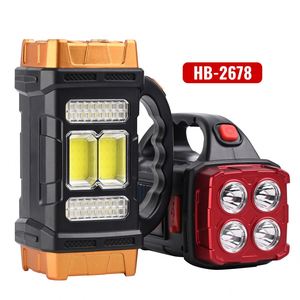ไฟฉายพกพาพลังงานแสงอาทิตย์แบบชาร์จ USB ได้ พร้อมไฟ LED และไฟ COB สำหรับทำงาน 4 ระดับ ชาร์จโทรศัพท์มือถือได้ ใช้สำหรับตั้งแคมป์ - Product Image 1