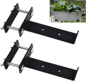 Cubierta de hierro resistente y riel de cerca Caja de maceta universal Soportes para colgar al aire libre Soportes de caja de ventana - Product Image 1