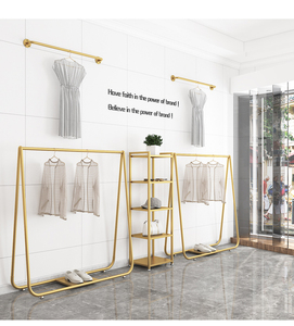 Stainless Steel Boutique Store <strong>Display</strong> Stand with Gold <strong>Clothing</strong> <strong>Rack</strong> <strong>Used</strong> <strong>Clothing</strong> <strong>Racks</strong> for Shopping Mall Sale - Product Image 6