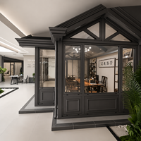 Pergola moderne personnalisée pour l'extérieur, résistante au vent, toit plat, véranda en verre, structure en aluminium, installation facile, haute transmission de la lumière
