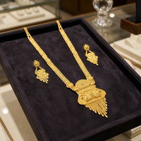 Vente en gros mode 14K 18K 24K Micro colliers longs en or, colliers de conception traditionnelle, micro or en laiton formant un ensemble de bijoux longs