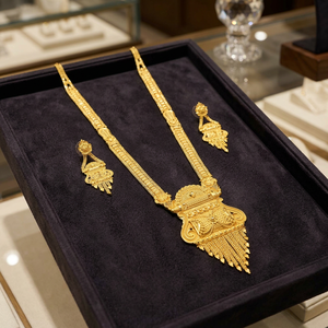 Wholesale Fashion 14K 18K 24K Micro Gold Long Necklaces, Traditional Design Necklaces, Brass Micro Gold Forming Long Jewelry Set - Product Image 2