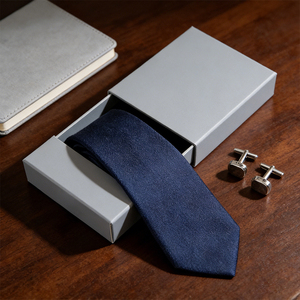Gift Cardboard Box with Ribbon Bow for Tie <strong>Watch</strong> Necklace and Ring Packaging with Velvet Insert Paper Cardboard Box - Product Image 1