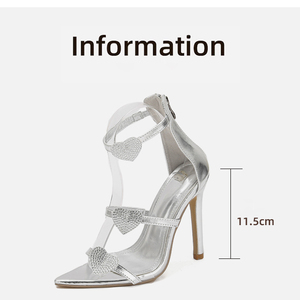 Sandalias de Tacón Alto con Diseño de Corazón Plateado Estilo Hada, Transpirables, con Correa en el Tobillo, para Novia, Verano 2025 - Product Image 5
