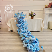 Cascade de roses artificielles série bleue, arrangement floral pour table, décoration de scène de banquet de mariage, chemin de table fleuri