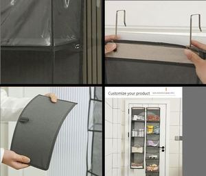 Door Hanging Organizer With 4&6-<b>Shelf</b> <b>Wall</b> <b>Mount</b> Fabric Cloth Storage for Handbags & Sundries Clear Pockets for Living Room Use - Product Image 5