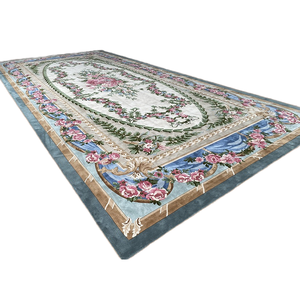 Tapis de prière floral classique de luxe, sur mesure, en laine/soie, tufté à la main, à poils plats, épais et de grande taille, résistant aux taches, pour la maison - Product Image 1