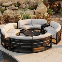 Ensemble de canapés de jardin modulaires en aluminium rond de luxe pour l'extérieur, résistant aux intempéries, meubles de jardin, ensemble de meubles d'extérieur