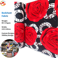 Vente en gros de tissus de literie 100% polyester microfibre imprimés de grandes fleurs avec des prix bon marché