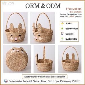 <span class=keywords><strong>Cesta</strong></span> de Conejito de Pascua de Jacinto de Agua y Esparto, Tejida a Mano, con Diseño de Conejo Adorable, para Regalo de Pascua, Decoración, Caza de Huevos, <span class=keywords><strong>Picnic</strong></span>, Organizador del Hogar - Product Image 2