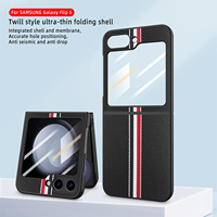 Kedatangan Baru Pelindung Layar Kaca Tempered dengan Lapisan Mikrofiber di Dalam, Casing Ponsel Kulit untuk Samsung Z Flip 8 7 6 5 4.