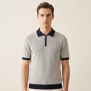 Maglione Polo da Uomo in Cotone a Maniche Corte, Maglieria Maschile, Maglione in Maglia di Cotone per Uomo - Product Image 1