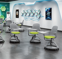 Chaise d'étude, chaise de formation avec tablette d'écriture, chaise d'école en plastique avec tablette