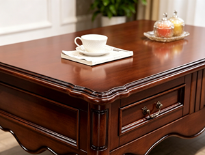 Traditional Wood Coffee Table with <b>Storage</b> Drawers Durable Multi-Purpose Living Room Furniture - Product Image 2