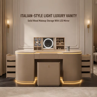 Vanité de maquillage de luxe en bois massif de style italien moderne miroir éclairé par LED réglable coiffeuse usage domestique Villa Living