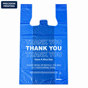 Bolsa de Plástico Tipo Camiseta para Compras, con Impresión Personalizada de 'Gracias' <span class=keywords><strong>y</strong></span> 'Que Tenga un Buen Día', para Restaurantes <span class=keywords><strong>y</strong></span> Comida para Llevar, Precio Económico al por Mayor - Product Image 1