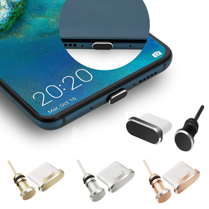 Jeu de prises anti-poussière téléphone portable, Port USB type-c et prise Jack 3.5mm, pour Samsung Galaxy S8 S9 Plus, <span class=keywords><strong>Huawei</strong></span> P10 <span class=keywords><strong>P20</strong></span> lite - Product Image 2