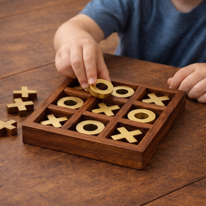 Jeu de Tic Tac Toe en Bois Montessori, Activité Éducative de Développement Cognitif, Outil d'Apprentissage pour la Maternelle, Jeu Familial - Product Image 1