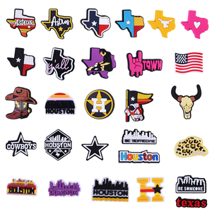 2025 nueva llegada personalizada vaca niños PVC goma zapato encantos suave Texas PVC suave zapato encaje <span class=keywords><strong>dibujos</strong></span> <span class=keywords><strong>animados</strong></span> Zueco encantos pulseras Accesorios - Product Image 1