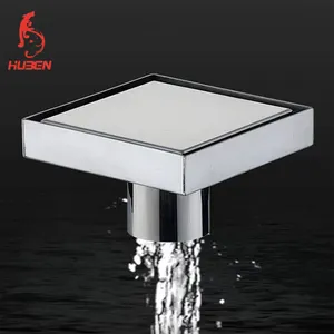 Square Shower Floor Drain with Tile Insert Invisible Grate Cover Strainer Brushed Bathroom Drainer SUS304 Stainless Steel 4 Inch