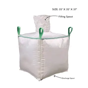1.5 ton fibc bulk big bag filling top flat bottom super sack pp woven woven bolsa 1 ton bag for industrial salt packing