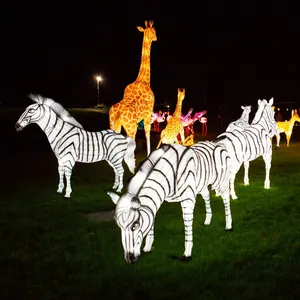 Lanternas de animal de seda à prova d'água personalizadas, tamanho de vida grande zebra com luz led