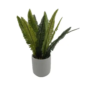 Cycas revoluta Plantas de mesa artificiais plantas decorativas vegetação falsa em vasos de cimento preto