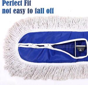 Mopa Plana de Algodón Ecológica Azul, Resistente, para Limpieza de Grandes Áreas, Eliminación de Polvo, Tamaños Personalizados para Hospitales, Hoteles y Comercios - Product Image 5