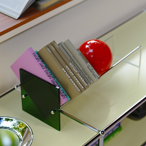Organizador de Escritorio Transparente de Acero Inoxidable y Acrílico Estilo Trompeta Nórdica Dopamine, Estante Creativo para Libros - Product Image 3